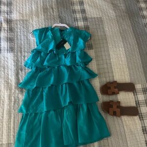 BCBGMaxAzria Teal Layered Dress